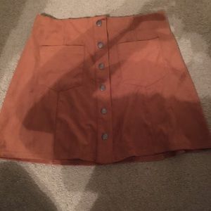 Brown faux-suede skirt